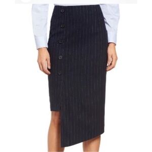 Like new! Halogen asymmetric navy pinstripe skirt size 10
